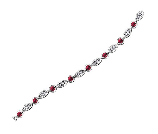 BRACELET 10K 18 RUBIS 37=0,20 DIAMANTS BRACELET 10K 18 RUBIS 37=0,20 DIAMANTS